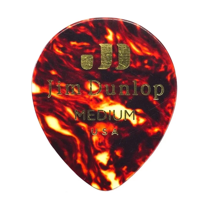 Dunlop 485P-03MD Celluloid Teardrop, Black Medium Player’s Pack/12