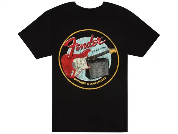 Fender 1946 Guitars & Amplifiers T-Shirt, Vintage Black, L Edizione Limitata