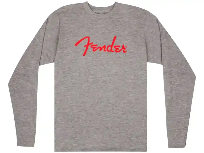 Fender Spaghetti Logo L/S T-Shirt, Heather Gray, XL Spedizione Espresso
