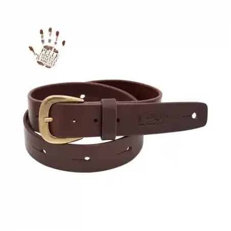 Magrabò BELT & STRAP cintura in Vera Pelle di toro Marrone Scuro 4 cm, fibbia Classic Ottone