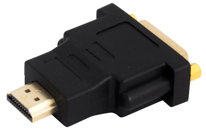 PROEL STAGE Adattatore professionale per segnali Video, da connettore DVI (24+5) femmina a connettore HDMI maschio. Colore nero con parti in ottone dorato.
