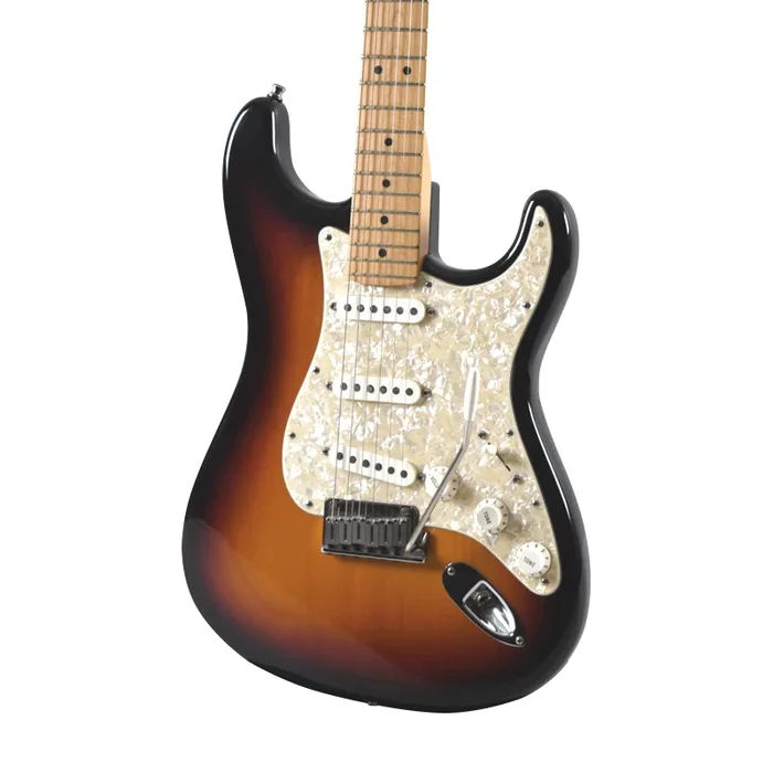 SQUIER by Fender Standard Stratocaster Pearl White Pickguard SSS 3-Tone Sunburst Electric Guitar w/ MODs [Usato]