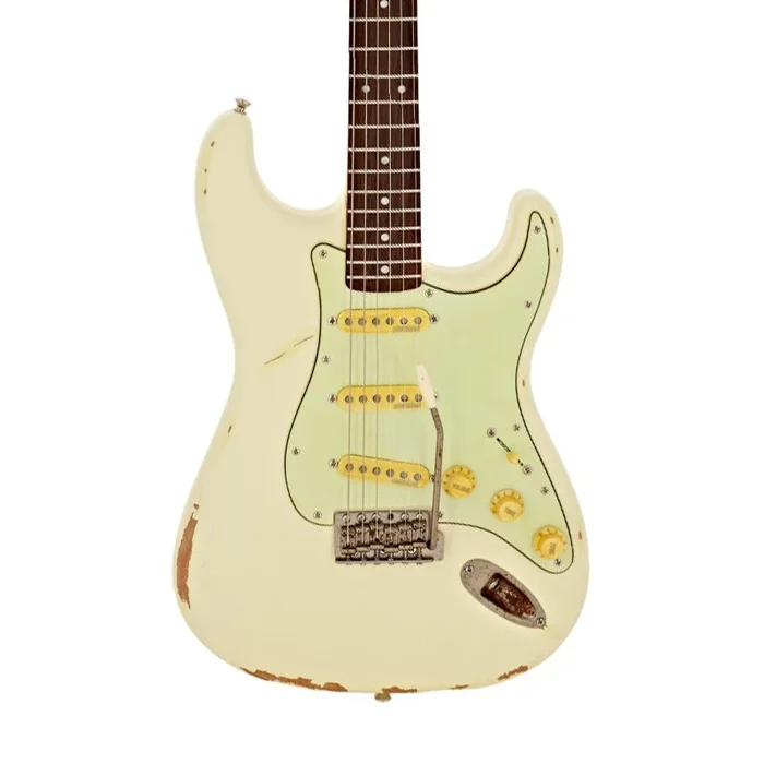 VINTAGE V6 Icon Thomas Blug Signature SSS Distressed Vintage White Electric Guitar [B-Stock]